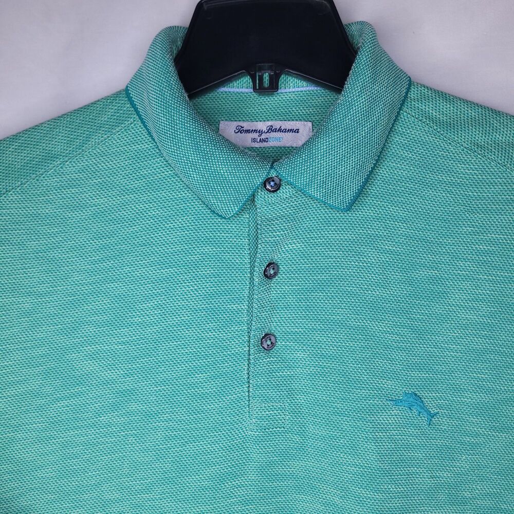 Tommy Bahama Polo Shirt Mens Medium Green Coolmax Islandzone